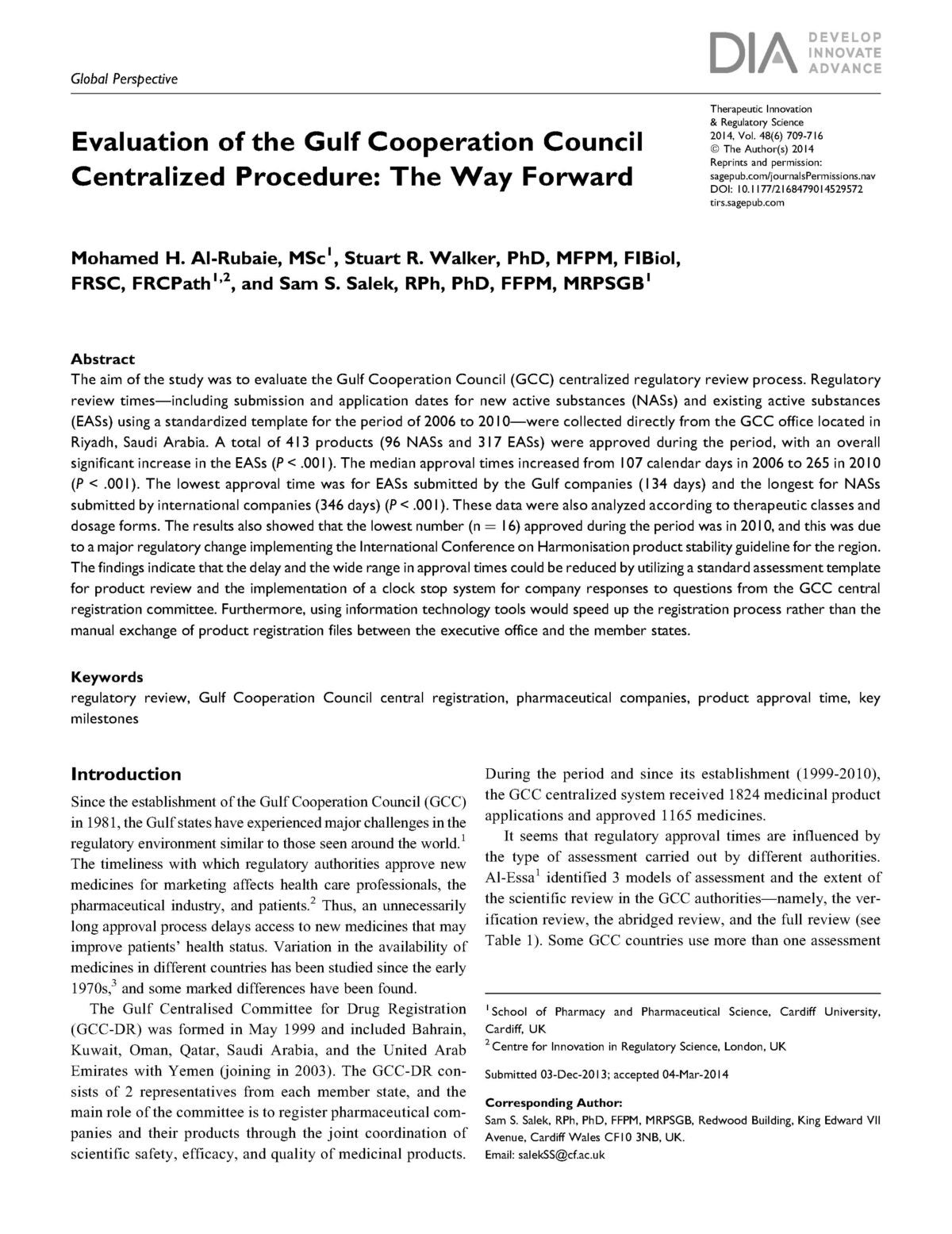 Al-Rubaie et al 2014 - Evaluation of the Gulf centralised registration ...