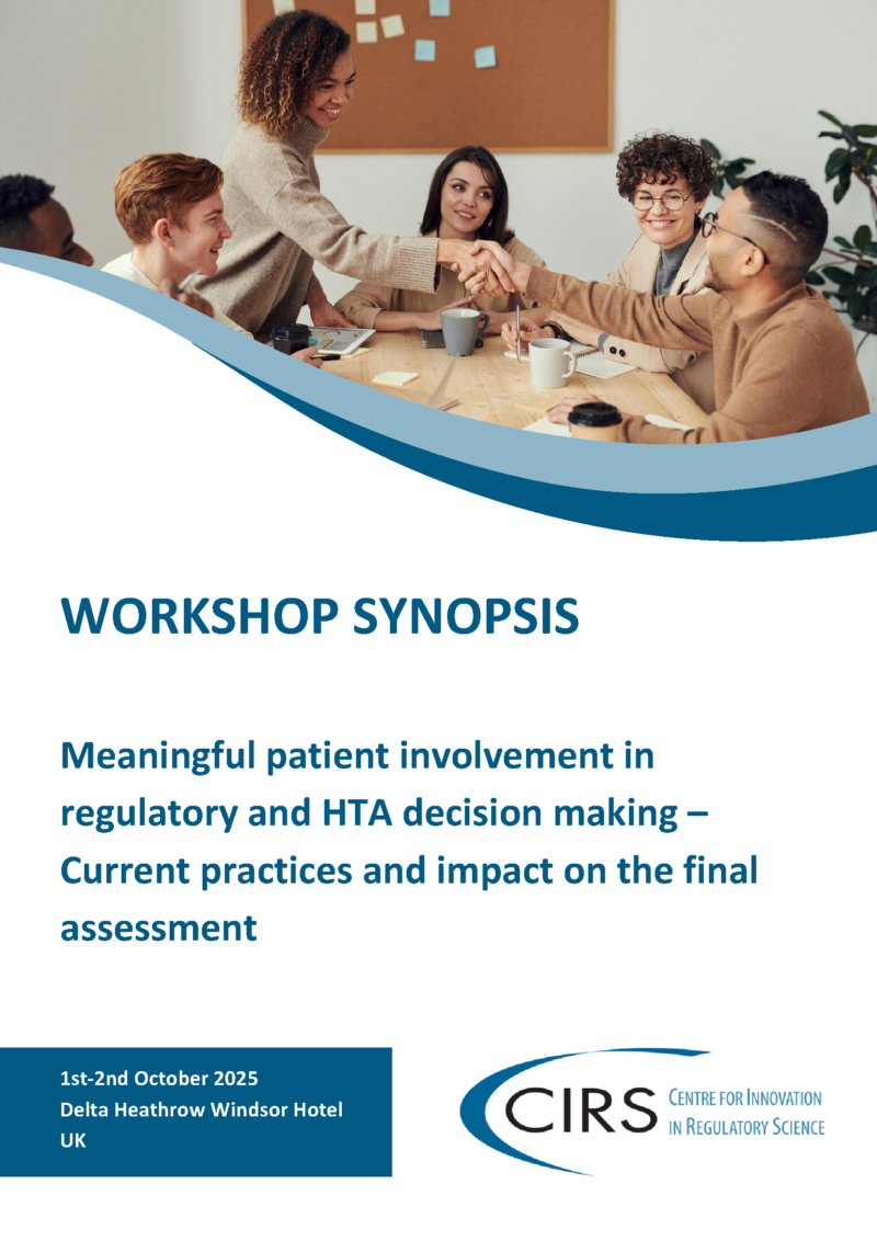 Front cover of the synopsis from the CIRS Patient Involvement Workshop in October 2025