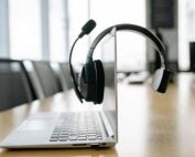 Headphones on laptop