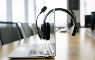 Headphones on laptop