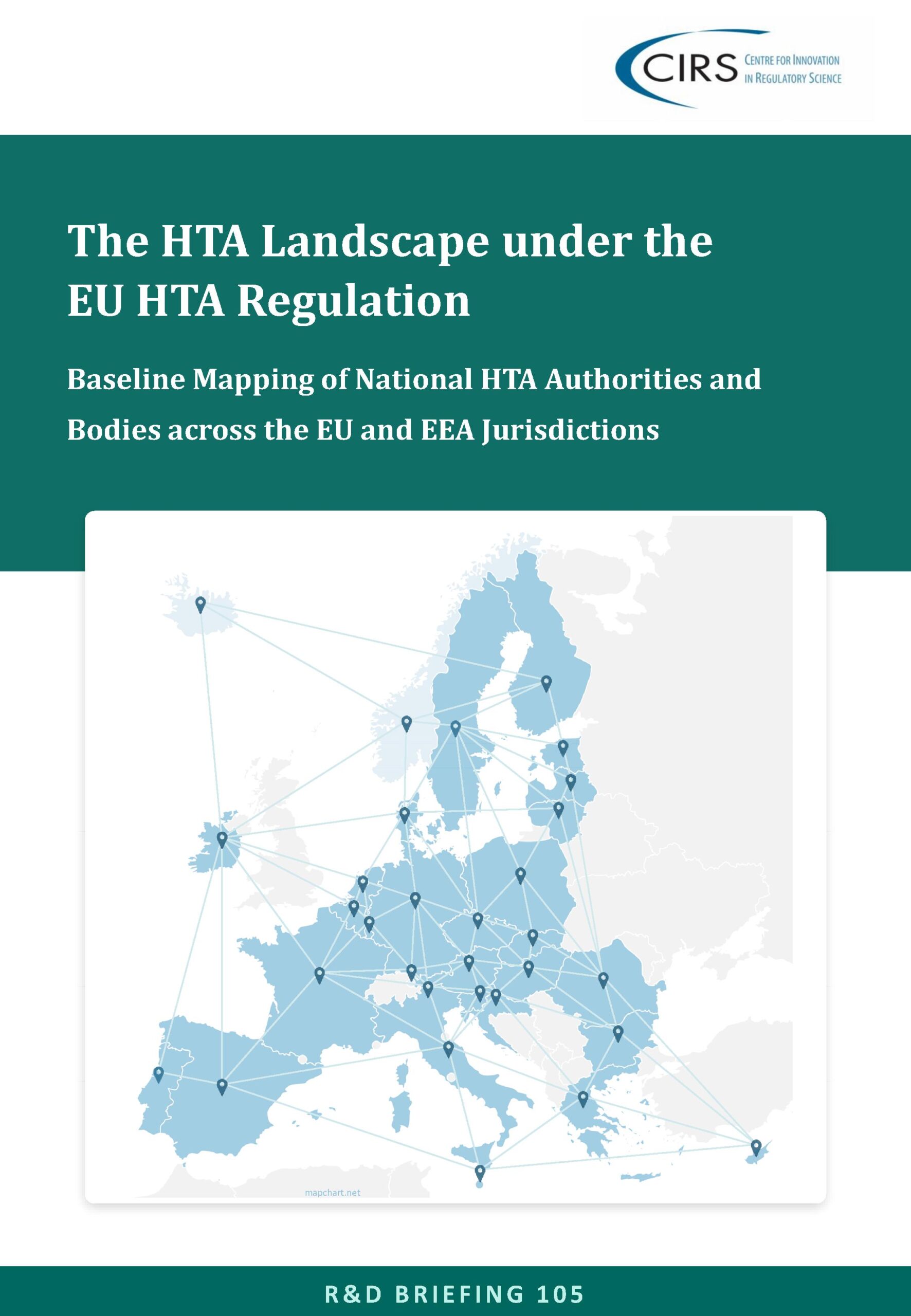 Front cover of CIRS R&D Briefing 105 entitled HTA Landscape under the EU HTA Regulation